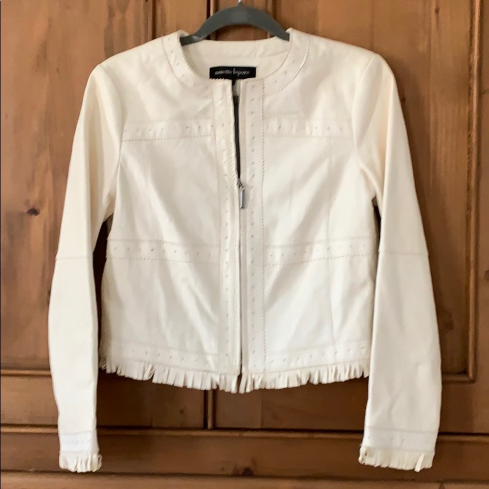 Nanette Lapore Cropped Fringe Leather Jacket